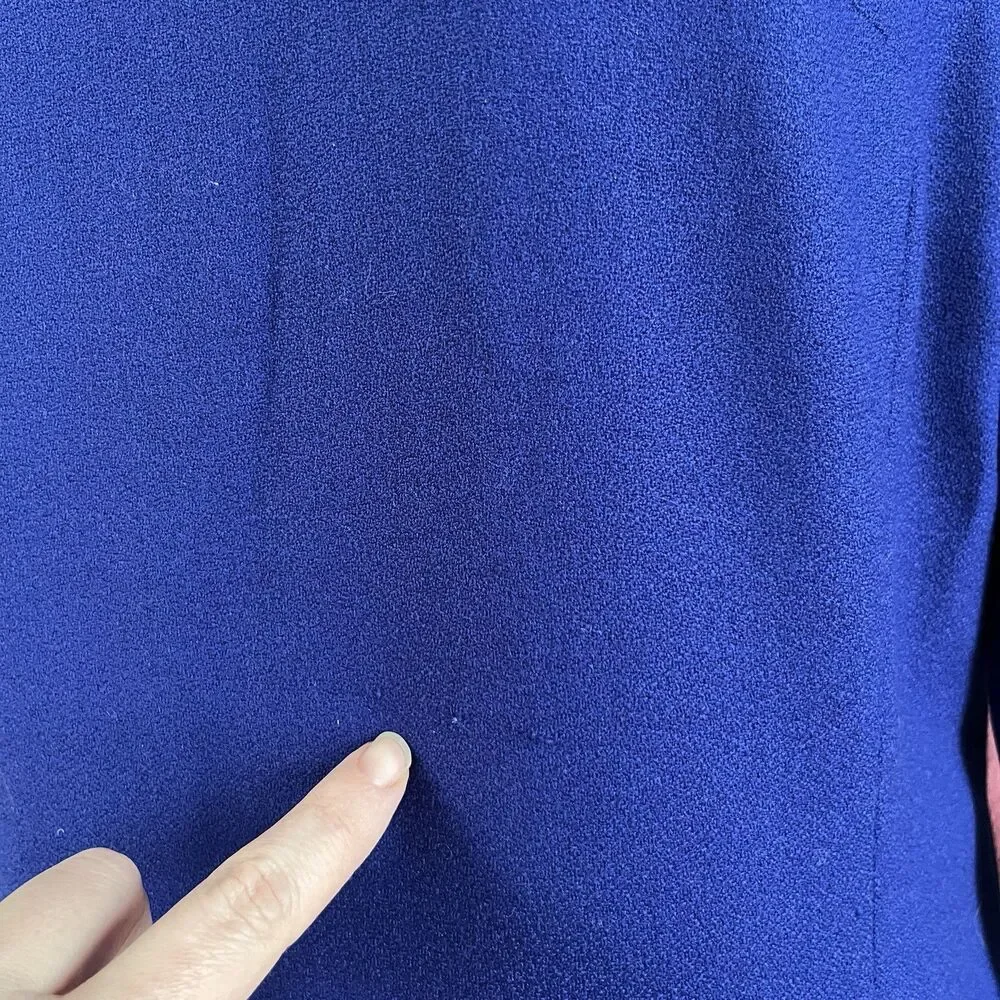 VTG 90s J.G. Hook Wool Shift Dress Royal Blue Long Sleeve Preppy Academia Size12 - Picture 9 of 12